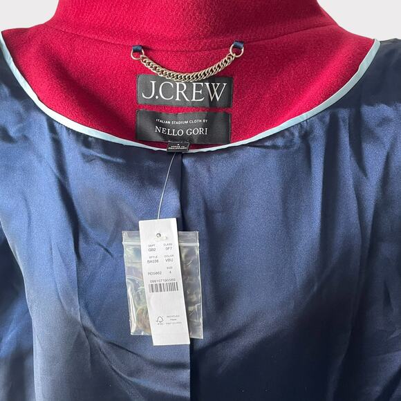 J.Crew Villa Cocoon Coat Italian Stadium Cloth Nello Gori Size 4 NWT Standing - Picture 8 of 13